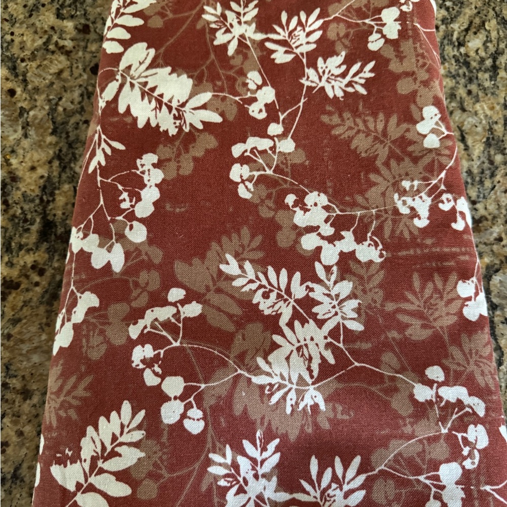 Fall Floral Print Table Cloth in Red and White. Oblong Size and Style